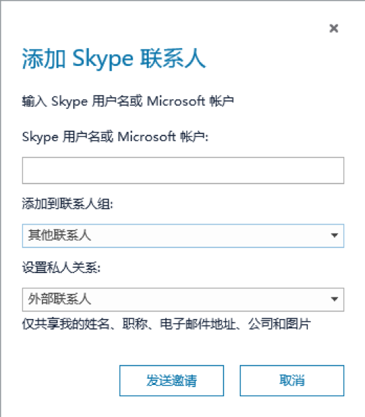 输入 Skype 用户名